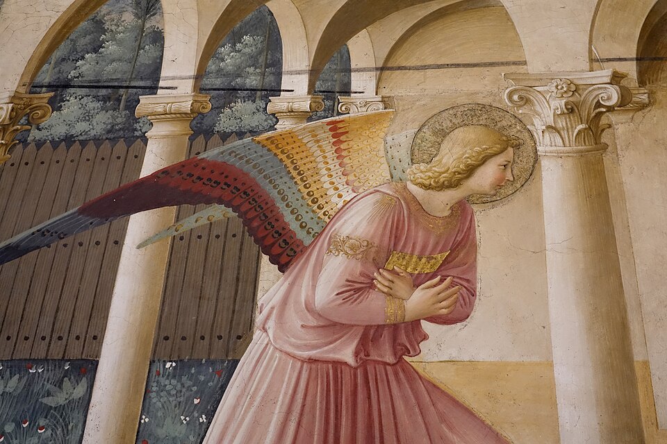 Historical detail of Gabriel from Fra Angelico's Annunciation